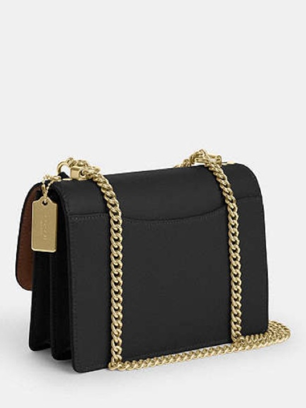 COACH Klare Black and Brown Signature-Trim Chain Crossbody NWT - Picture 2 of 15